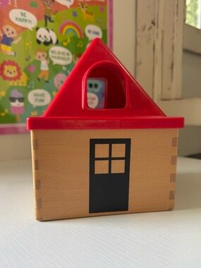 IKEA Mula House Shape Sorter Baby Toddler Toys Wood Plastic Red Roof Montessori